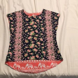Girls reversible floral shirt / top/ blouse / tee